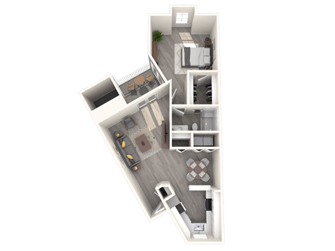 Floor plan for 1 bed, 1 bath, 820 sqft